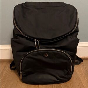 lululemon athletica Black baby diaper Nylon Backpack with Front Pocket